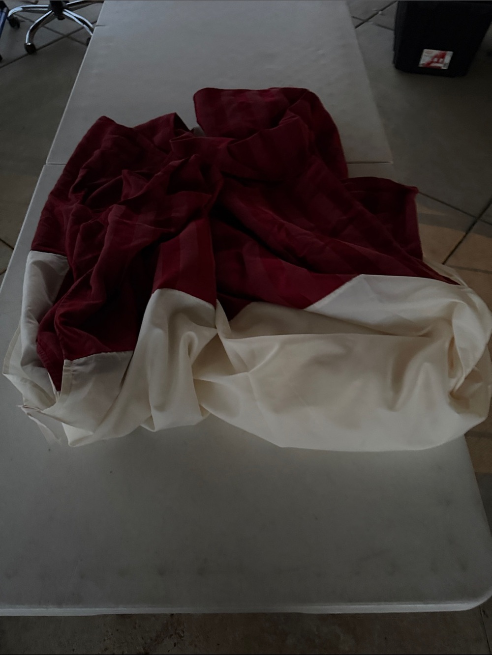 Two-Tone Burgundy and Cream Bed Skirt